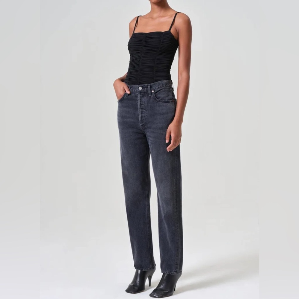 Agolde Ezra Black Ruched Bodysuit